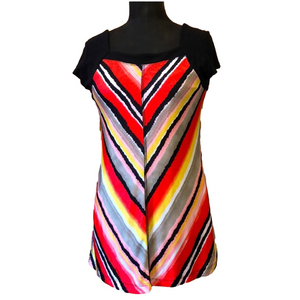 Long Colorful Striped Top, Size Large